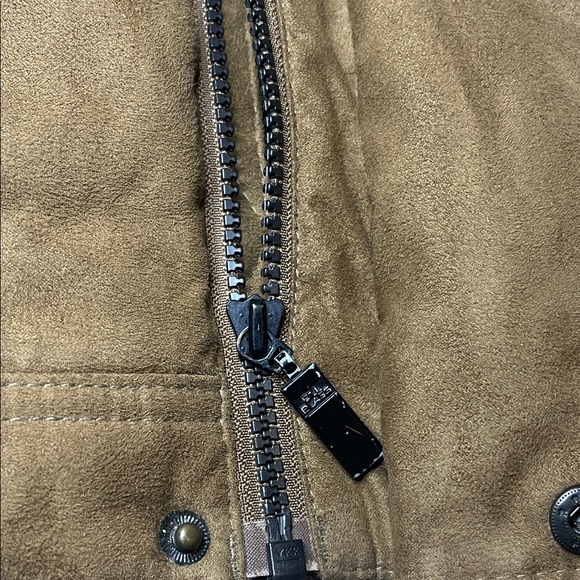 Bill Blass brown micro-suede Bomber-Style  jacket with Dark removable Fur Collar - Picture 3 of 10